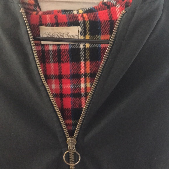 Vintage 70s Black Cape Jacket w/ Red Plaid Lining - Picture 4 of 5